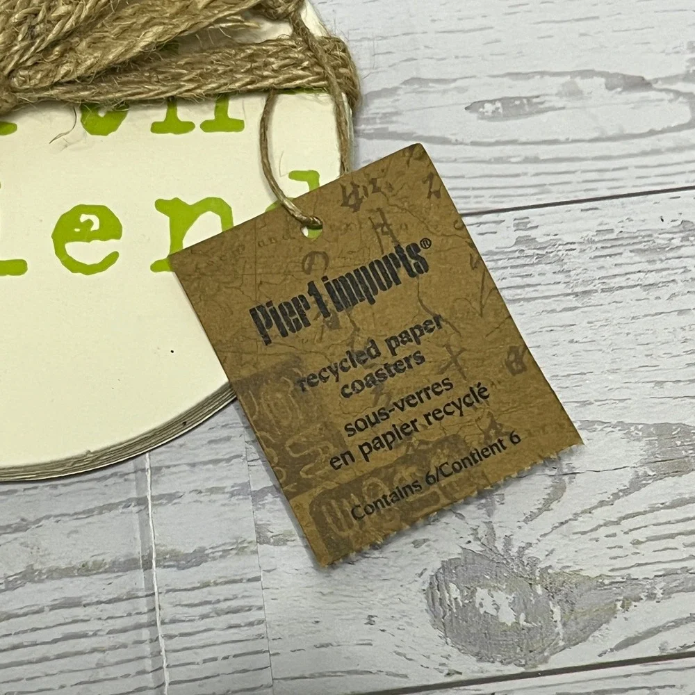 Pier 1 Imports Recycled Paper Coasters Set of 6 Green Eco Minded 2273417